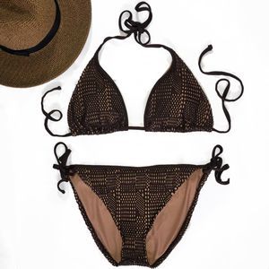 Brown & Nude Crochet Bikini